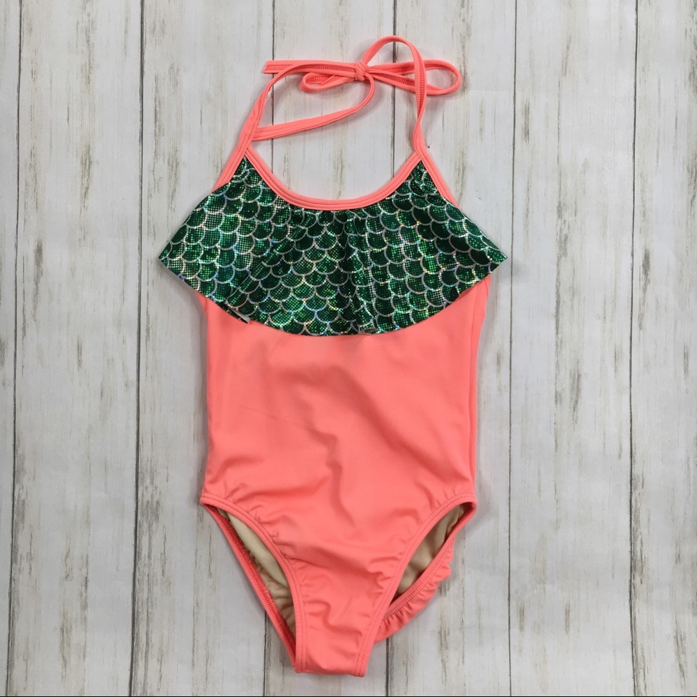 Shebop Bright Peach Mermaid One Piece Swimsuit